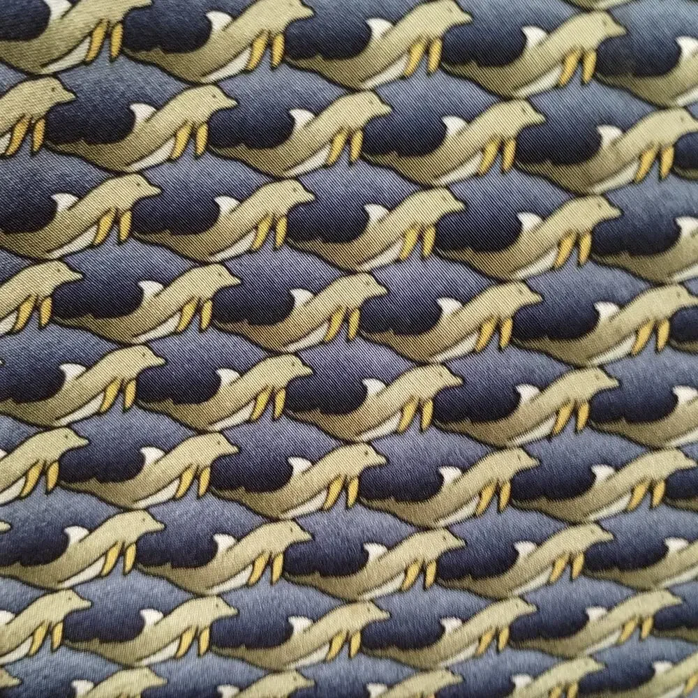 Ties To Nature Men's Imported Silk Dolphin Print Hand Sewn Blue & Gray Neck Tie